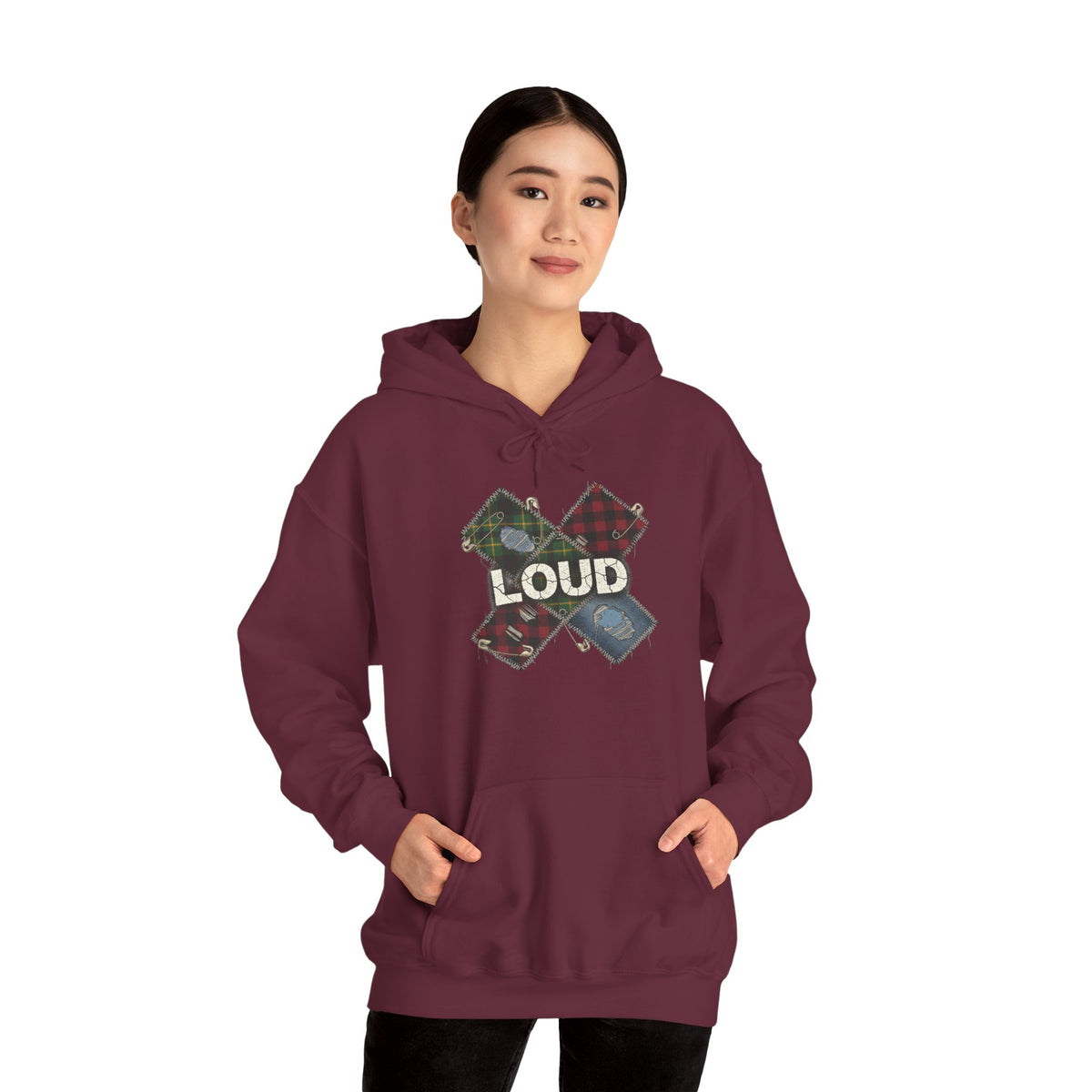 Loud Plaid Patchwork Hoodie | Grunge Revival, 90s Flannel Aesthetic