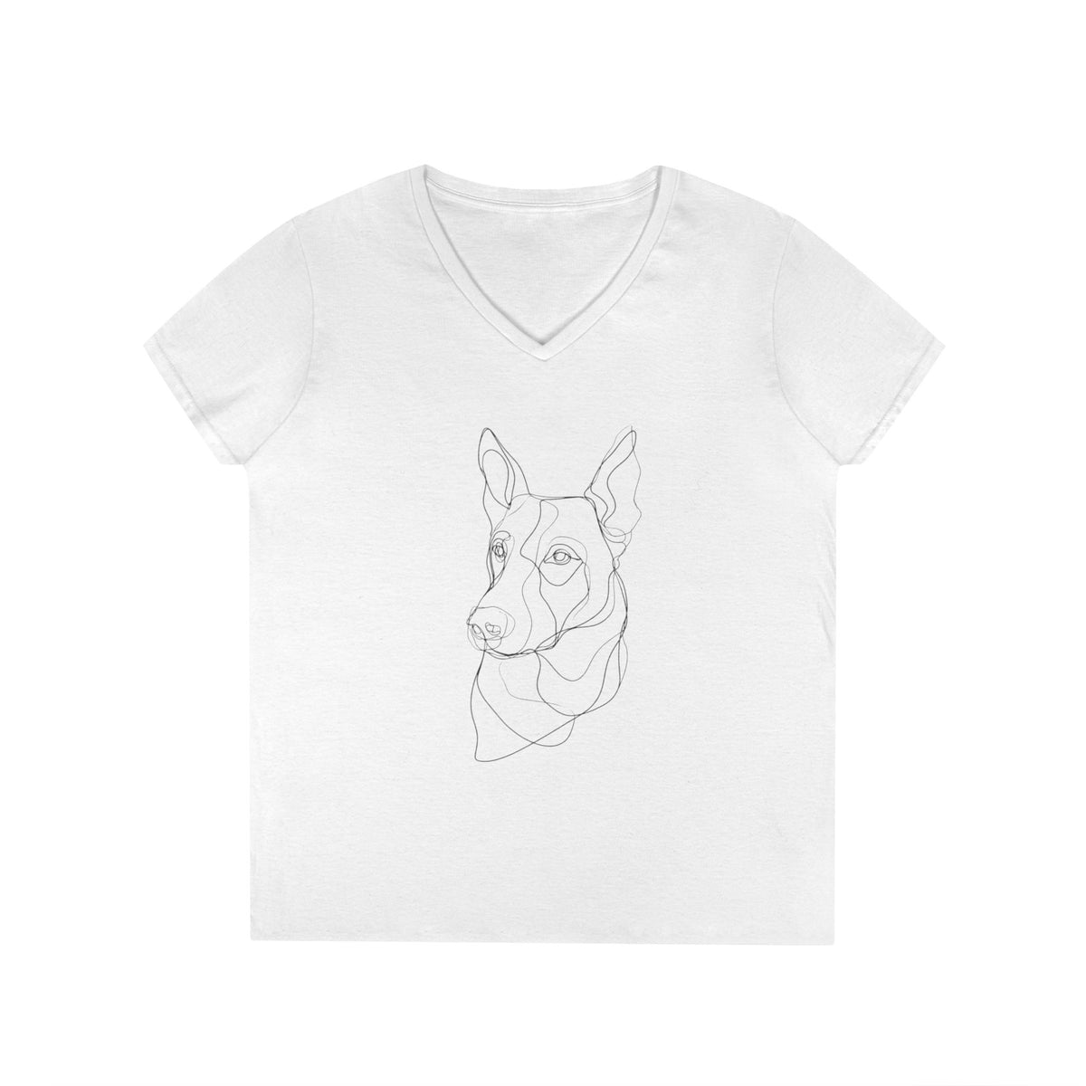Dog Line Art V-Neck Tee