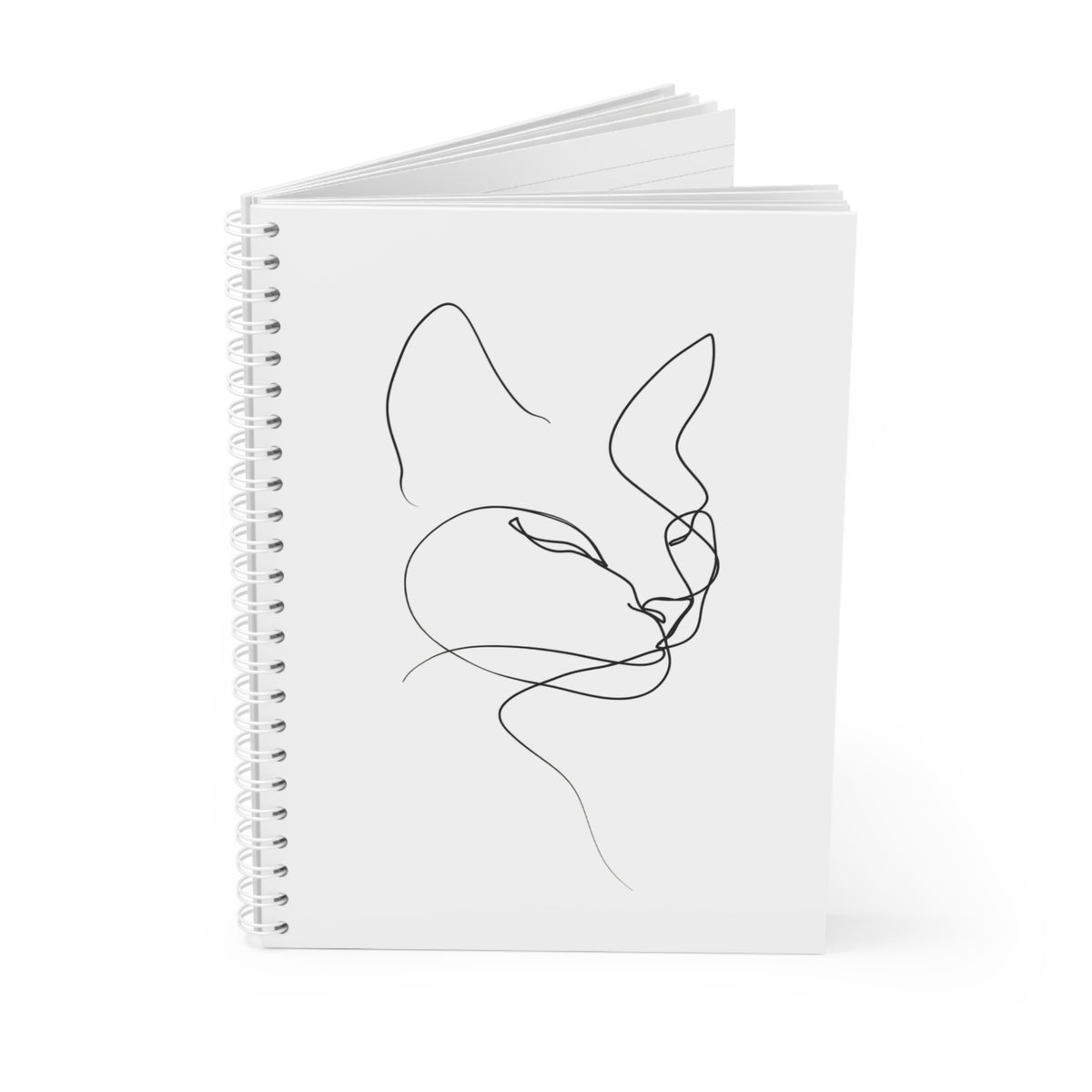 Cat Line Art Spiral Notebook — Minimalist Sketch Journal for Notes & Doodles