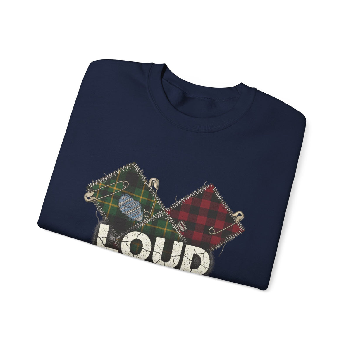 Plaid Patchwork LOUD Sweatshirt | grunge shirt, 90s rock revival
